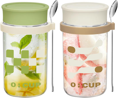 UHAPEER 500ML Müslidosen, Auslaufsicherer Müslibecher mit Löffel, Porridge Becher 2er Set, Mepal Bec