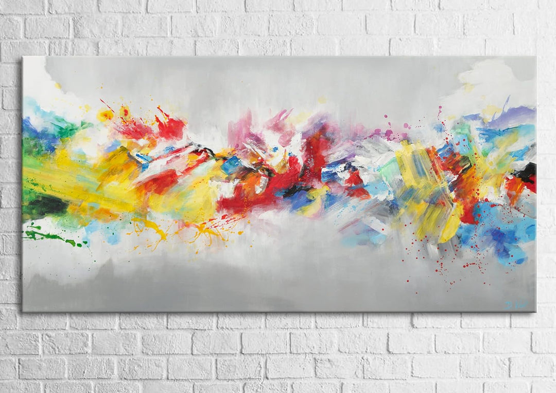 YS-Art Abstrakt Design Acryl Gemälde auf Leinwand buntes Leben handgemalt Wandbilder Wohnzimmer mode