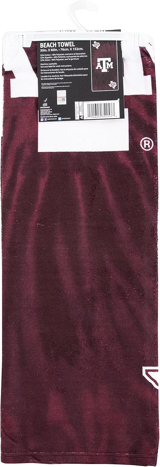 Northwest Unisex-Erwachsene Strandtuch Texas A&M Aggies 30" x 60" Psychedelisch, Texas A&M Aggies 30