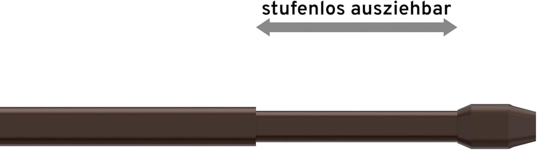 Interdeco Vitragestangen mit Klebehaken/Scheibenstangen Braun (2 Stück), ausziehbar 80-140 cm, 80-14