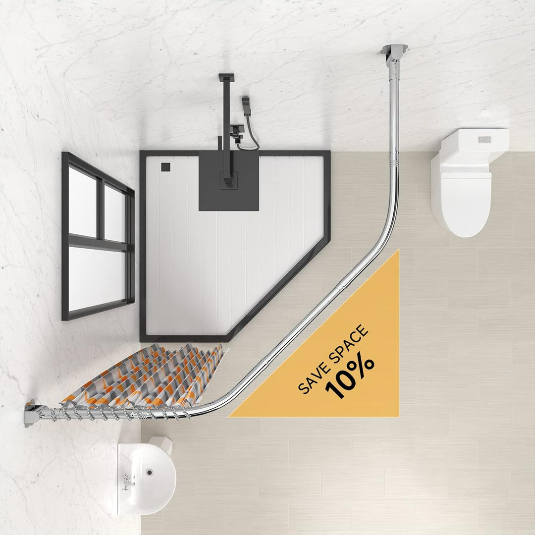 Misounda Duschvorhangstange Trapezförmig, Edelstahl Duschstange für Duschvorhang 70x(45-70) x70 cm m
