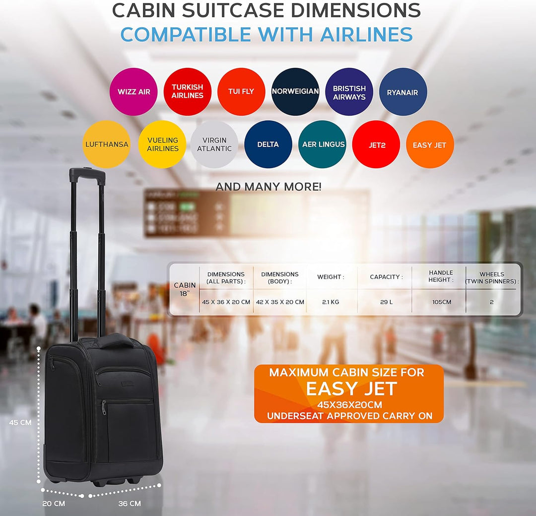 Flight Knight 45x36x20cm easyJet Underseat Carry On Non Priority Approved Handgepack Koffer - 2 Rade