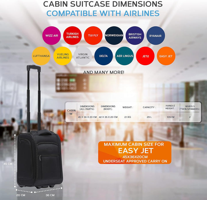 Flight Knight 45x36x20cm easyJet Underseat Carry On Non Priority Approved Handgepack Koffer - 2 Rade