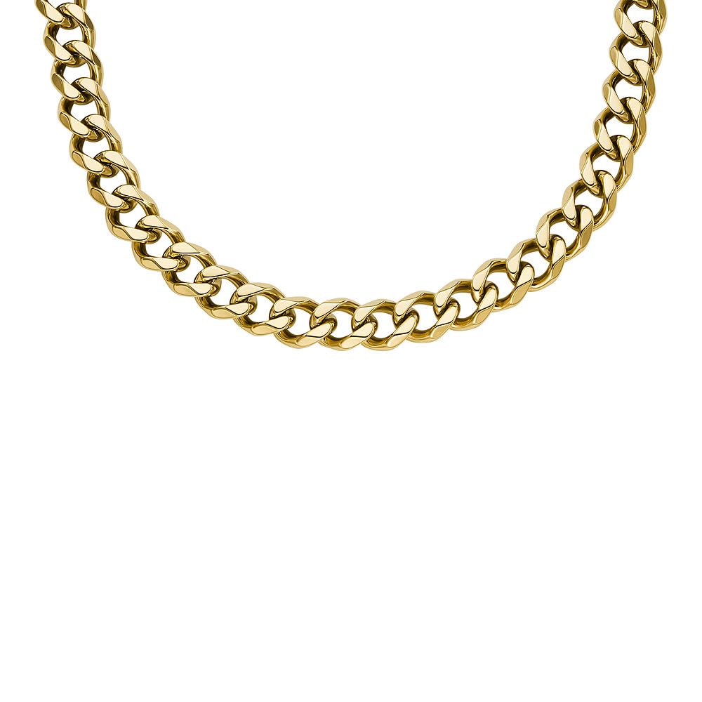 Fossil Halskette für Herren, Kette aus Edelstahl, Gelbgold