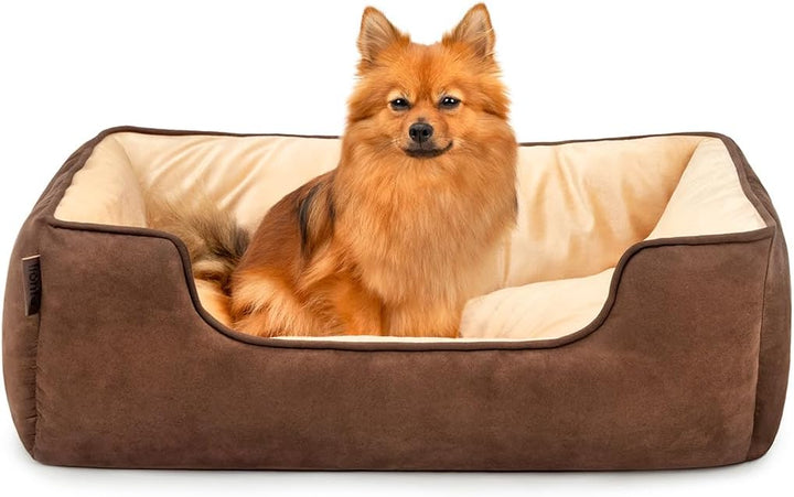 lionto 2-in-1 Hundebett Hundekissen Hundekörbchen Hundesofa, (M) 80x60 cm braun/beige L 80 x B 60 x