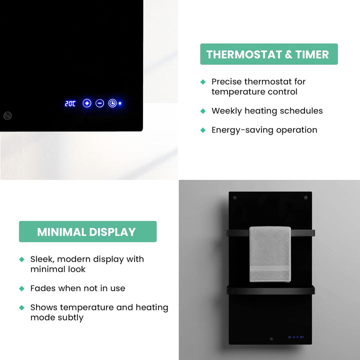 Eurom Infrarotheizung Sani 400 Wifi, schwarz 350135 (Handtuchtrockner Badezimmerheizung Bad-Heizung)