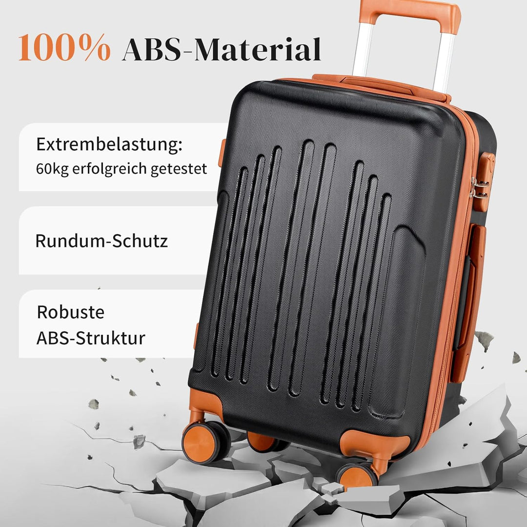 LEADZM Koffer Set 4 teilig Hartschale mit Kosmetikkoffer, Kofferset aus ABS, Reisekoffer mit Rollen