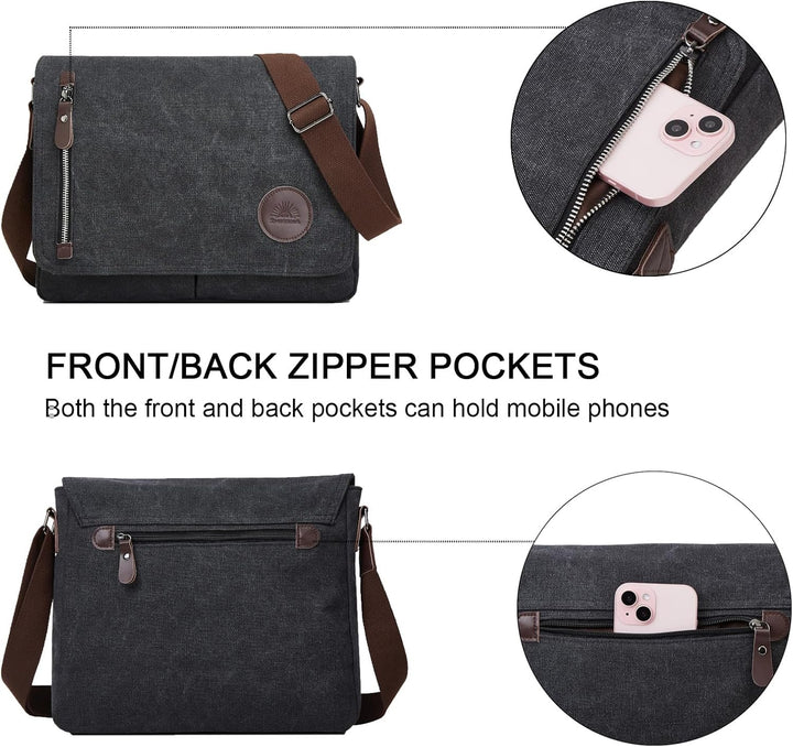 ZHIERNA Umhängetasche Herren für Herren und Damen, Canvas Messenger Bag, Vintage schultertasche für