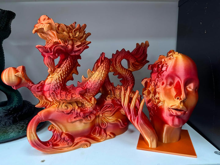 Stronghero3D PLA-3D-Drucker-Filament, 1,75 mm, Rot (Golden Fire)-Seide-Gold und Galaxie-Rot, erschei