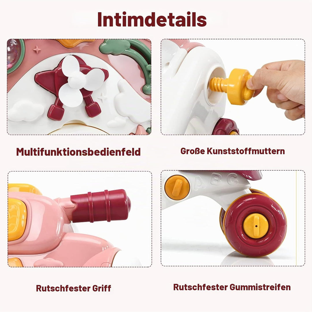 LIFEZEAL 3 in 1 Lauflernwagen, Baby Lauflernhilfe mit Spielbrett, Baby Walker mit Musik- &amp; Spielfunk