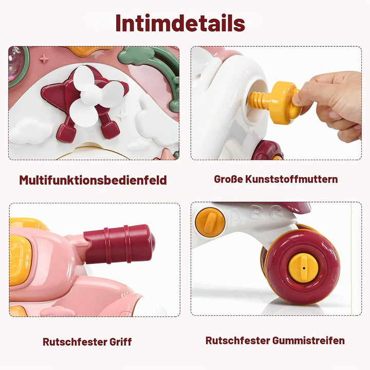 LIFEZEAL 3 in 1 Lauflernwagen, Baby Lauflernhilfe mit Spielbrett, Baby Walker mit Musik- &amp; Spielfunk