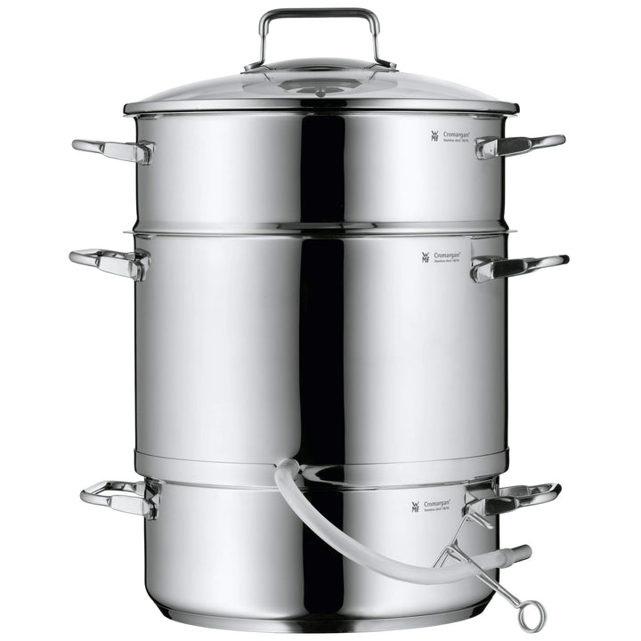 WMF Entsafter Dampfentsafter Induktion 7l, Fruchtentsafter mit Glasdeckel 25 cm, Cromargan Edelstahl
