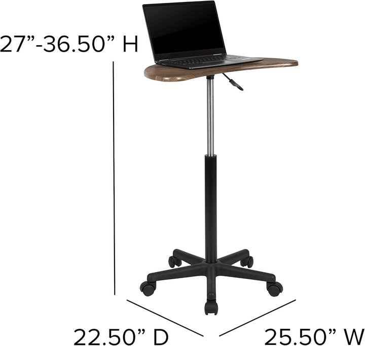 Flash Furniture Mobiler Laptop-Schreibtisch, Walnussholz Rustikaler Walnuss, Rustikaler Walnuss