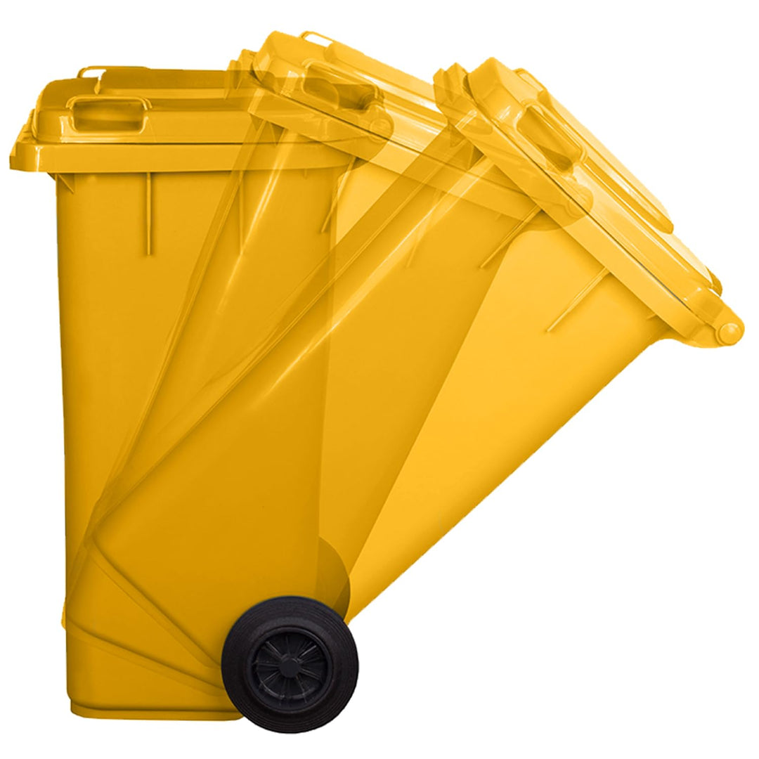 Jestic Mülltonne 120 Liter gelb mit Gummirädern, für Mülltrennung, Recycling innen aussen, EN840, ge