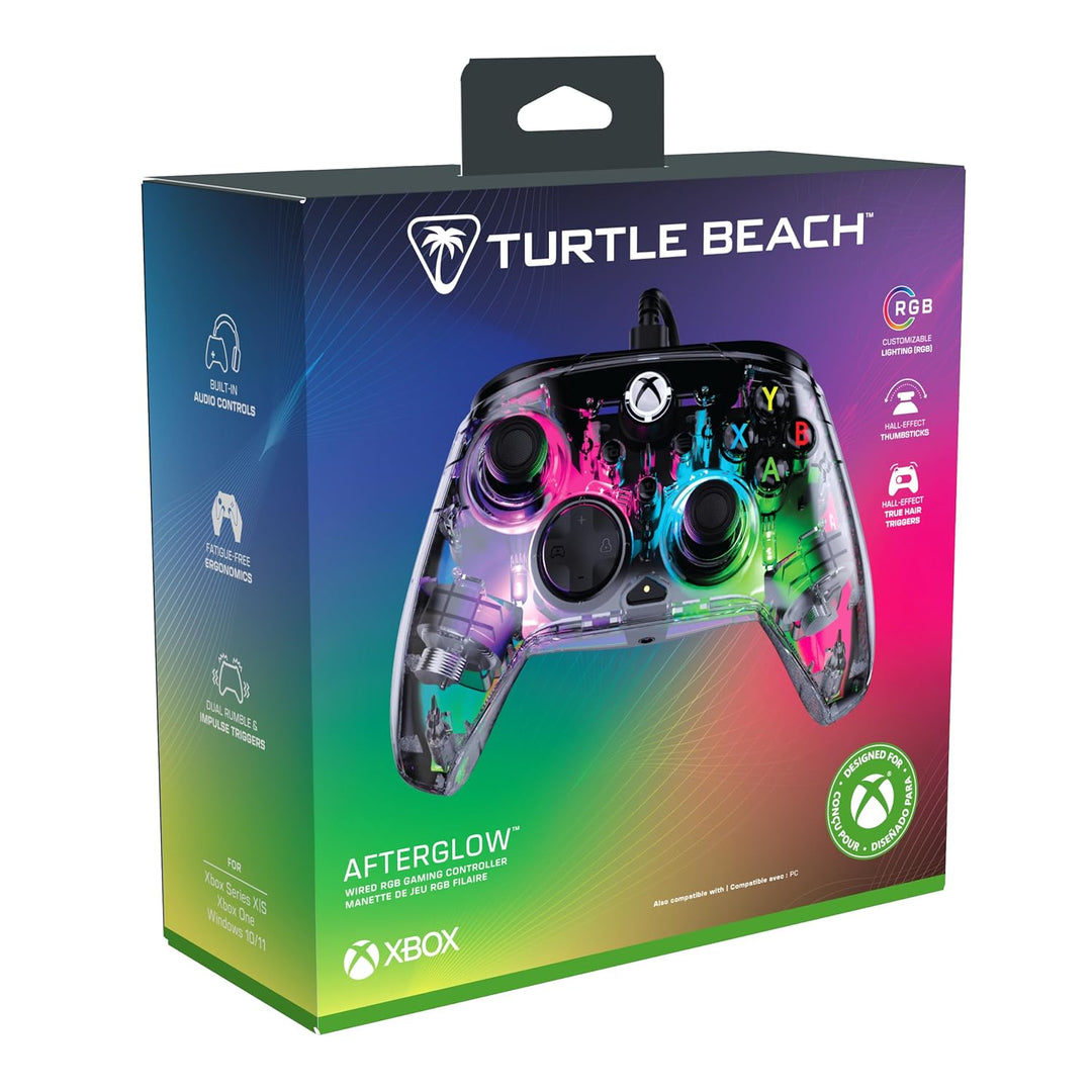 Turtle Beach Afterglow RGB-Controller mit Kabel, lizenziert für XBOX &amp; PC | Transparent, XBOX Series