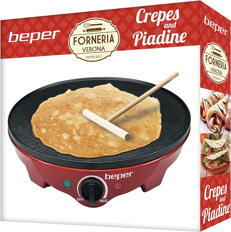 BEPER BT.700Y Crepes Maker für Crêpes, Pfannkuchen und Piadinas - Elektrischer Crepes Maker +, Elekt