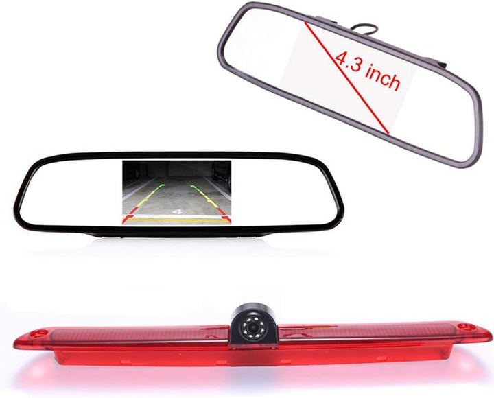 【Rückfahrkamera Kit】 4.3 Zoll Rückspiegel Monitor + im 3.Bremslicht Rückfahrkamera Transportster Ers