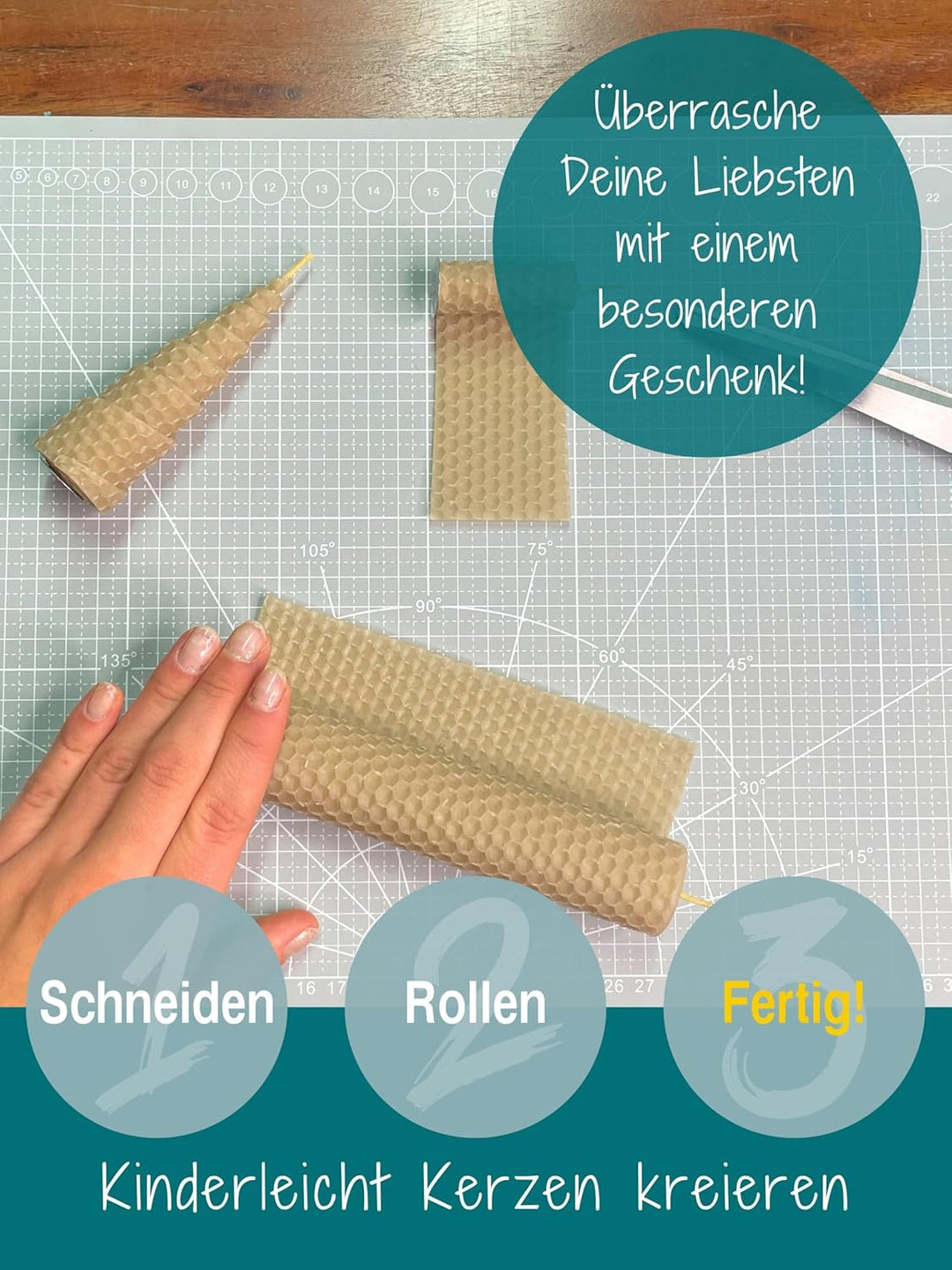 Wachsmann 20 Bienenwachsplatten aus Deutschland, beige, Wachsplatten 20 x 15 cm, Bienenwachs Kerzen