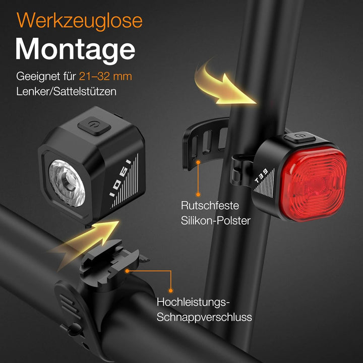Tavaler Fahrradlicht Set USB Aufladbar | StVZO Zugelassen Fahrradbeleuchtung Set | IPX5 Wasserdicht