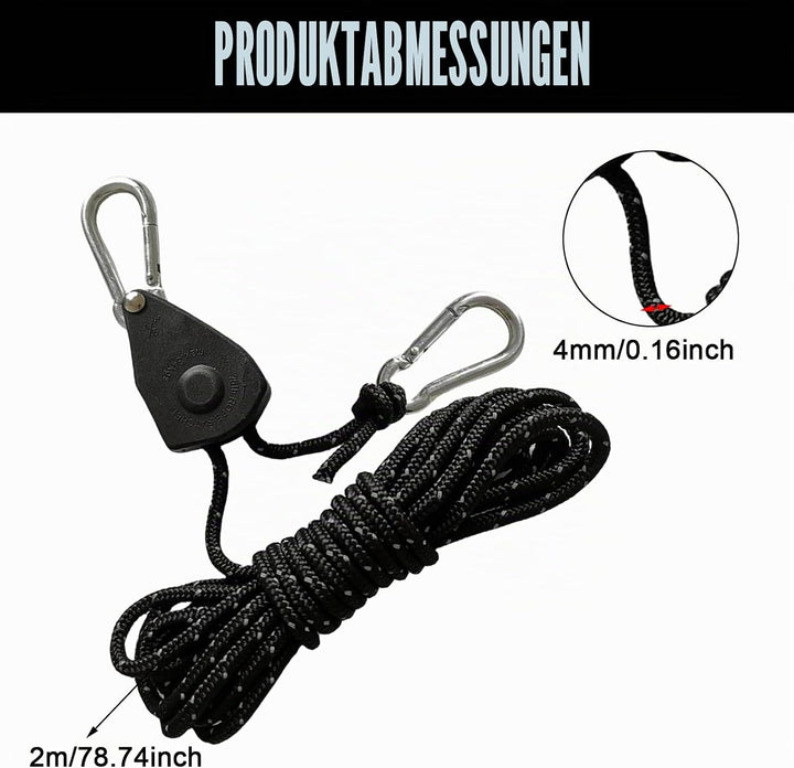 8 Stück 2M Reflektierend Abspannseile Seil mit Seilspanner: 4mm einstellbare Seil Ratsche, Rope Seil