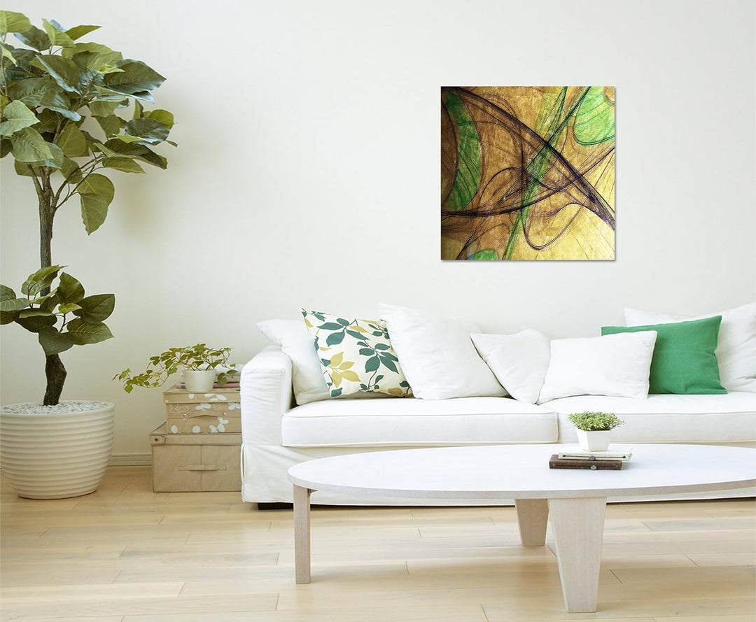 Paul Sinus Art Modernes Wandbild Abstrakt022_60x60cm Abstrakte Kunst Kunstdruck auf Leinwand Zeitlos