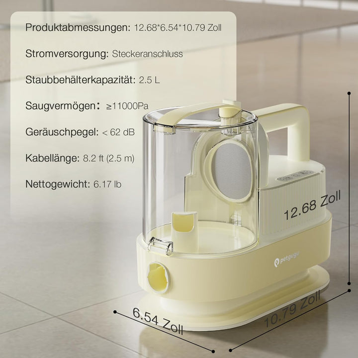 PETGUGU 7-in-1 Hundeschermaschine mit Staubsauger, Leise Fellpflegegerät für Hunde &amp; Katzen, Hundetr