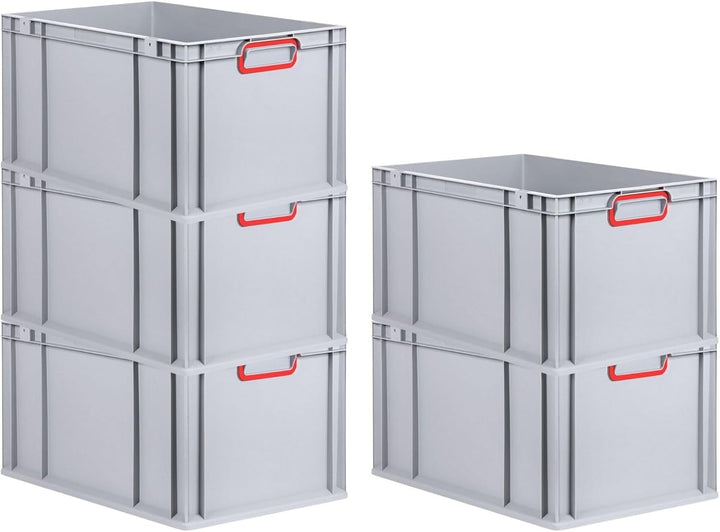 SuperSparSet 3x Eurobox NextGen Color | HxBxT 32x40x60cm | 65 Liter | Griffe rot geschlossen | Verst