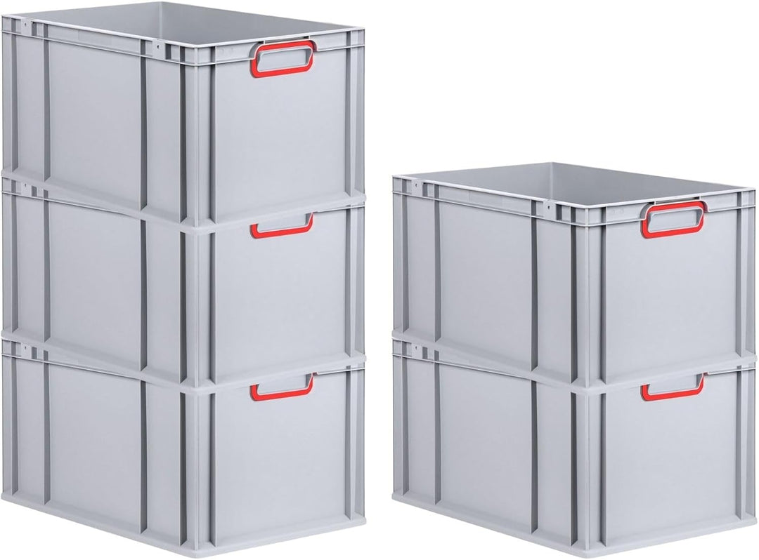 SuperSparSet 3x Eurobox NextGen Color | HxBxT 32x40x60cm | 65 Liter | Griffe rot geschlossen | Verst
