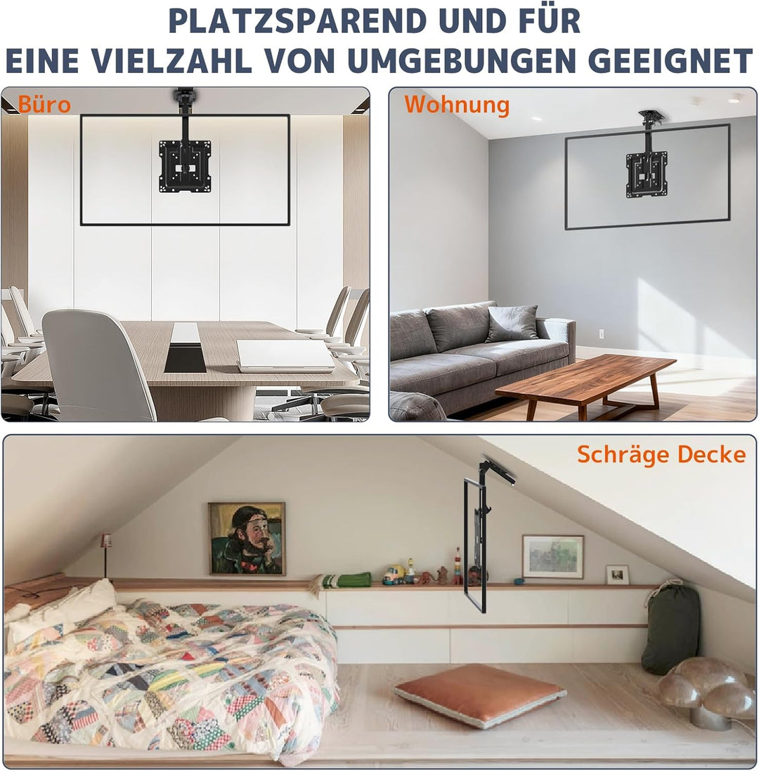 PUTORSEN 19-43 Zoll TV Deckenhalterung Klappbar, Höhenverstellbar Deckenhalterung für Fernseher, Dec