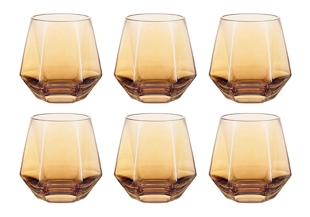 300ml Diamant Whiskey Gläser 4/6 Set, Klar Geometrisch Modisch Wasser Saft Tumbler Gekippt Scotch Gl