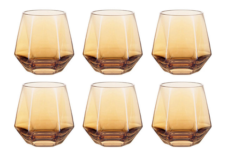 300ml Diamant Whiskey Gläser 4/6 Set, Klar Geometrisch Modisch Wasser Saft Tumbler Gekippt Scotch Gl