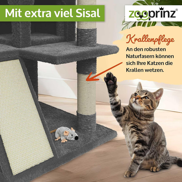 zooprinz Premium Kratzbaum – Grosser XXL Kletterturm für kleine & grosse Katzen - Breiter Kratzbaum