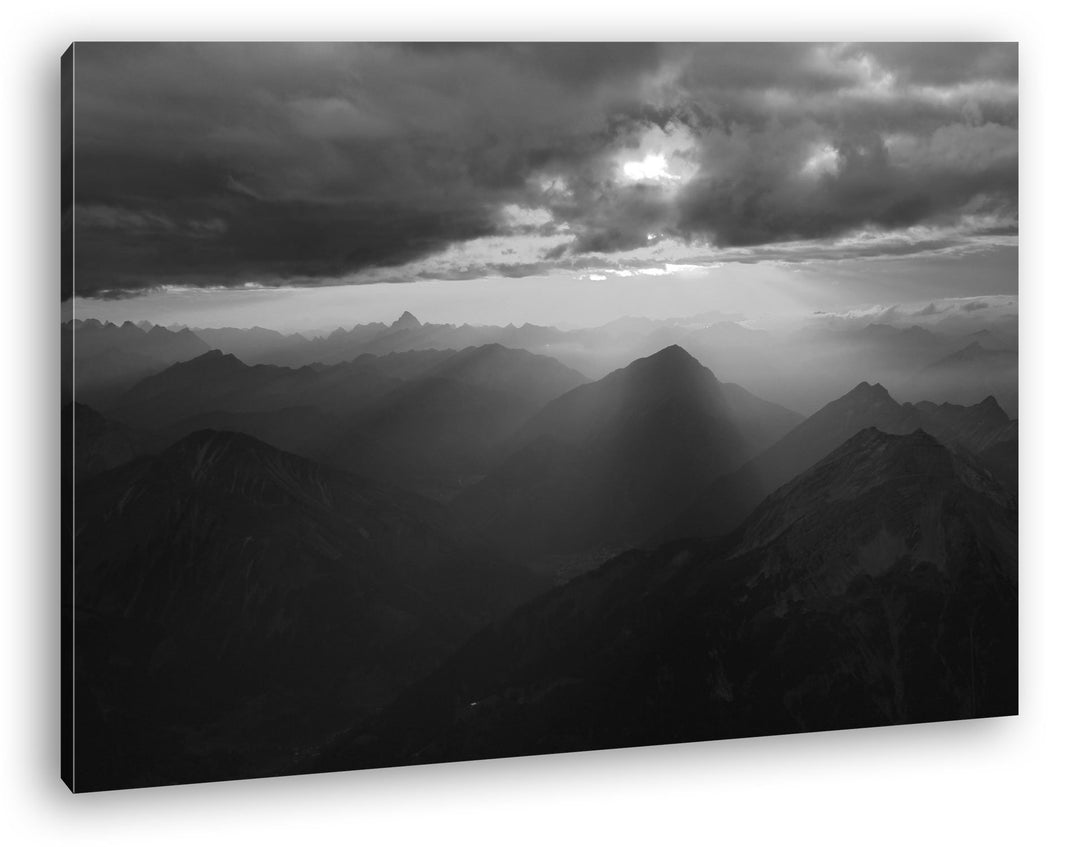 deyoli atemberaubende Aussicht von der Zugspitze Effekt: Schwarz/Weiss Format: 60x40 als Leinwand, M