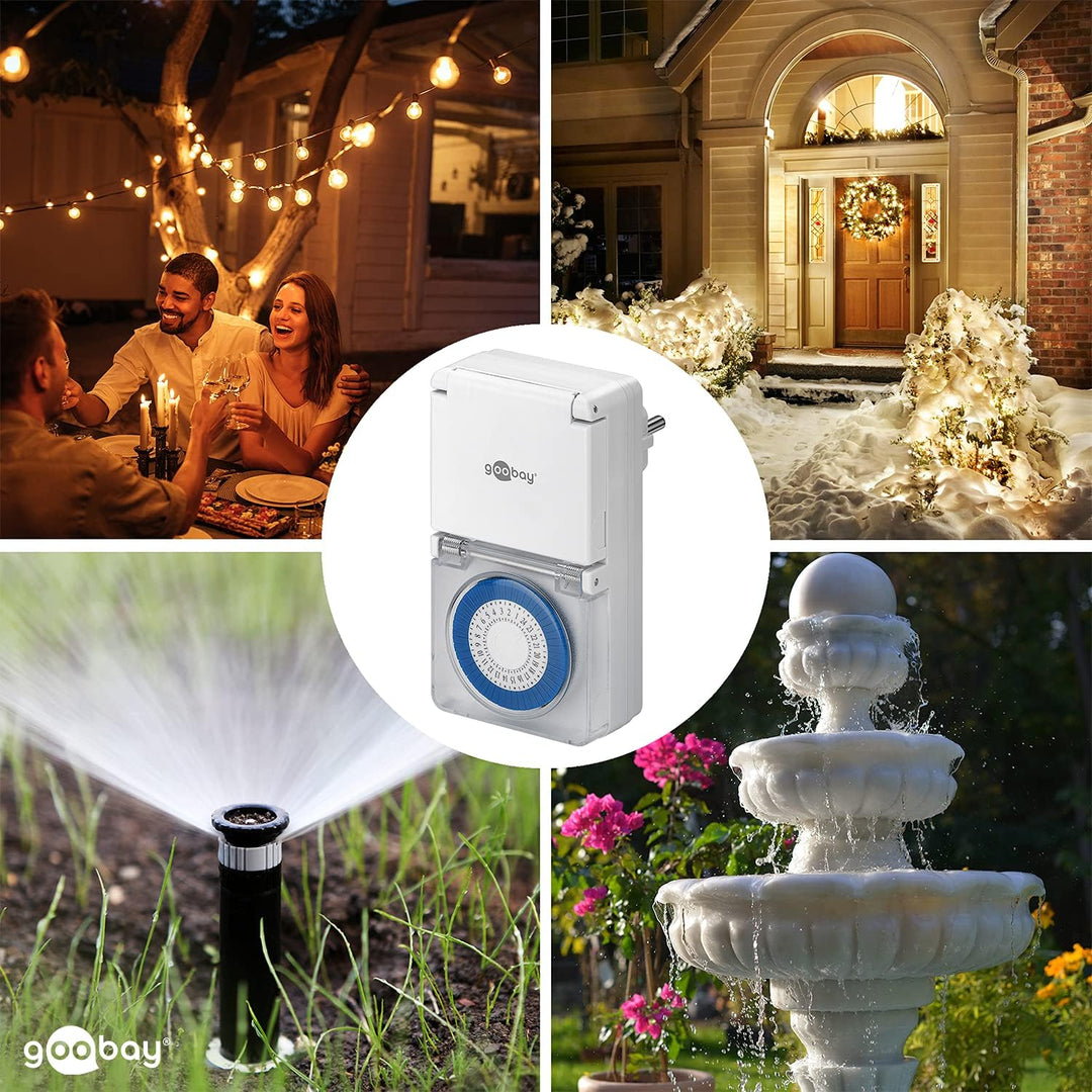 Goobay 55546 3x Digitale Zeitschaltuhr / IP44 / Programmierbar / Indoor und Outdoor / LCD Display /
