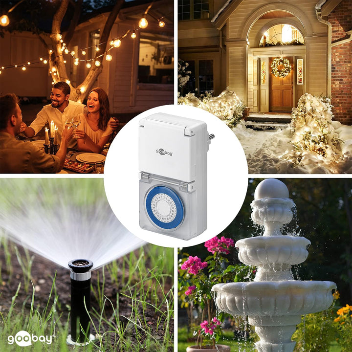 Goobay 55546 3x Digitale Zeitschaltuhr / IP44 / Programmierbar / Indoor und Outdoor / LCD Display /