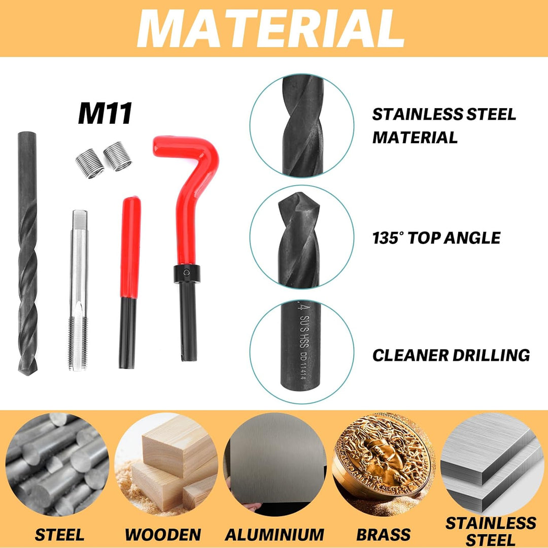 Heli Coil, Coil Master Kit, 17 Stück Gewindeeinsätze M11x1,25 Innengewinde Reparaturzubehör Sortimen