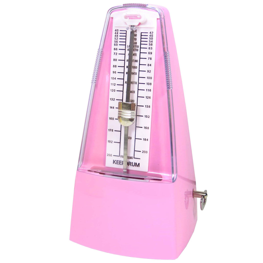 keepdrum GMPL PK mechanisches Metronom mit Glocke Taktgeber aufziehbar Rosa Pink