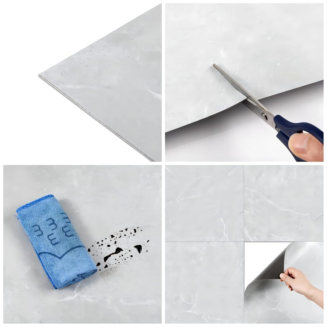 Hode PVC Bodenbelag Vinylboden Selbstklebend Fliesen Klebefliesen Boden Aschegrau Marmor 30cmX30cm W