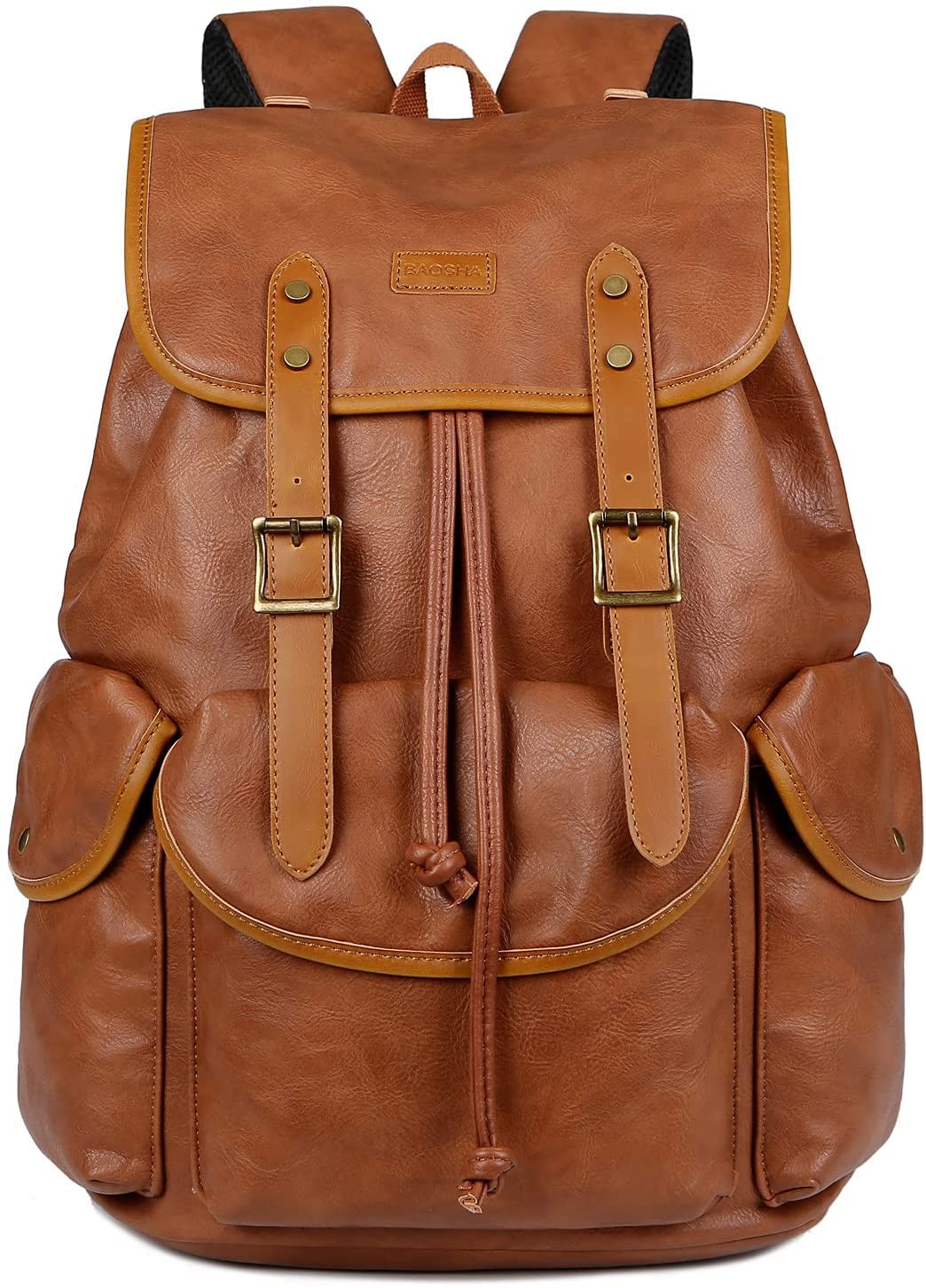 Baosha PU Leder Laptop Rucksack für 15.6 Zoll Herren Laptoptasche Business Arbeit Schule College Ruc