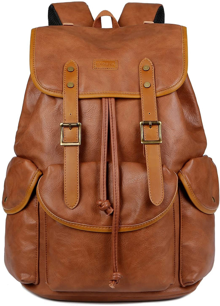 Baosha PU Leder Laptop Rucksack für 15.6 Zoll Herren Laptoptasche Business Arbeit Schule College Ruc