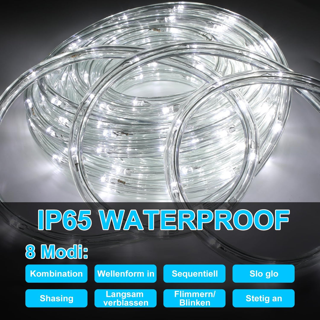 Gimisgu Lichterschlauch Aussen 20m Led Schlauch Kaltweiss 480 Led Lichtschlauch mit Timing Controlle