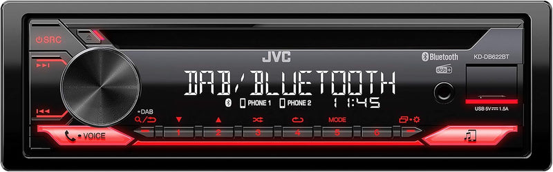 JVC KD-DB622BT CD-Autoradio mit DAB+ und Bluetooth Freisprecheinrichtung (Soundprozessor, USB, AUX-I