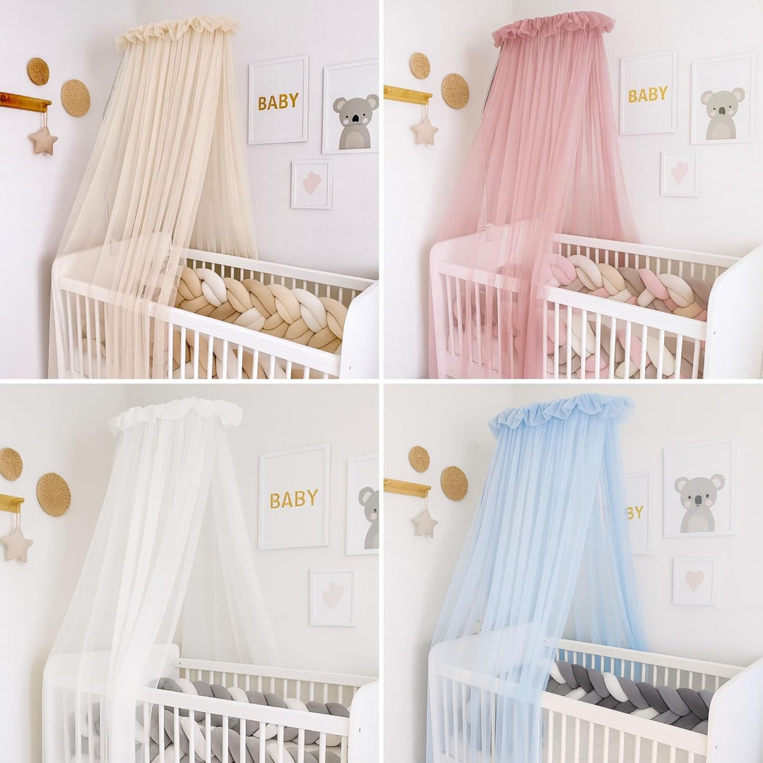 Baby Fancyroom Betthimmel für Babybett Gitterbett Kinderbett 300x180 cm – feiner Tüll, handgefertigt