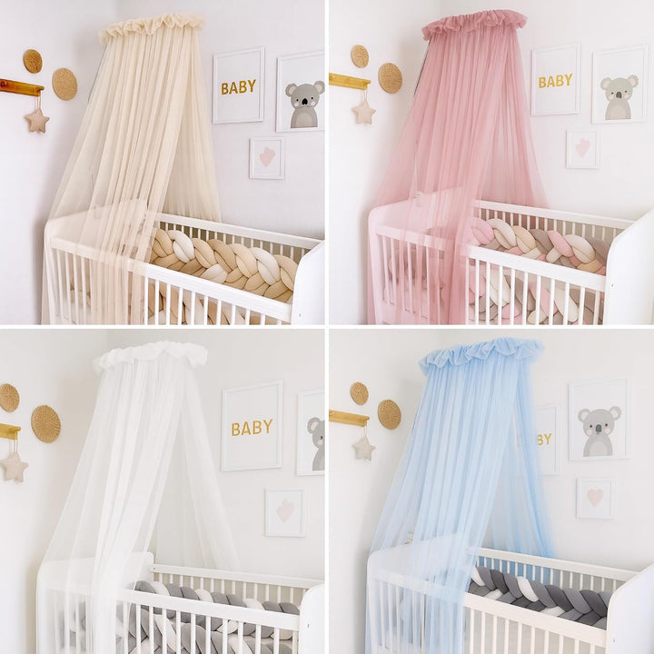 Baby Fancyroom Betthimmel für Babybett Gitterbett Kinderbett 300x180 cm – feiner Tüll, handgefertigt
