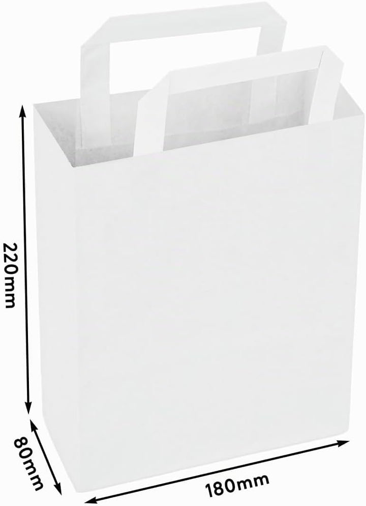 verpacking Papiertragetaschen mit Flachhenkel 22 x 18 x 8 cm Weiss - Papiertüten Bio Papiertasche Kr