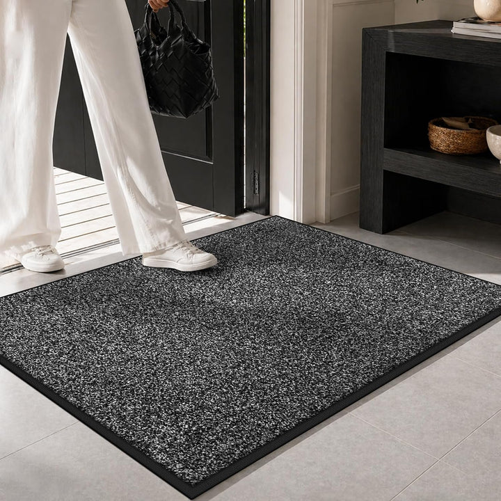 Mibao Fussmatte für Innen &amp; Aussen, 60 x 120cm Schwarz Grau, Dauerhaft Waschbar, Schmutzfangmatte ru