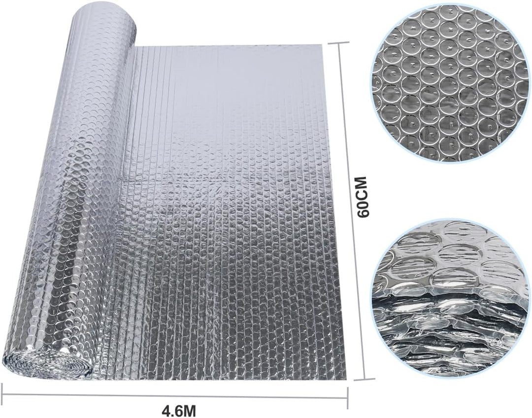 Doppelseitige Aluminiumfolie Isolierung 60 cmx 4.6 m,3mm Dicke Isolierfolie Dämmfolie Reflexionsfoli