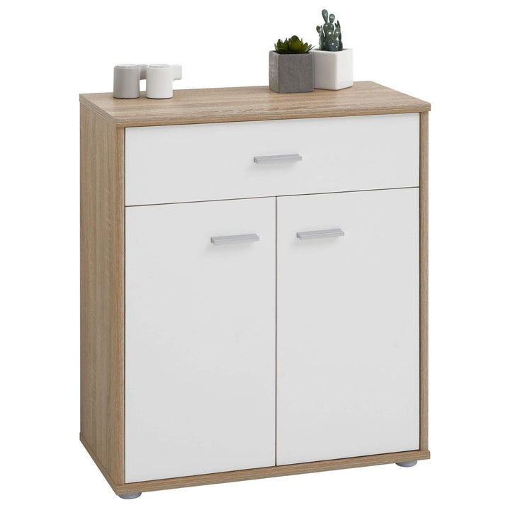 CARO-Möbel Kommode Sideboard Schrank Tommy in Sonoma Eiche/weiss, Anrichte mit 1 Schublade und 2 Tür