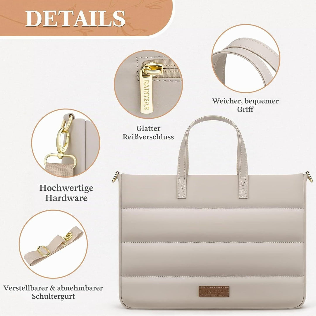 RAINYEAR 13-14 Zoll Damen Laptoptasche Aktentasche für Macbook Notebook Chromebook, Elegante Tasche