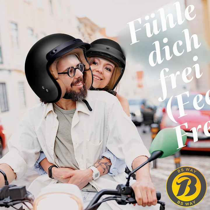 Jethelm mit Visier by BS Way: Hochwertiger Motorradhelm, ECE-Zertifiziert für Herren und Damen - Ide